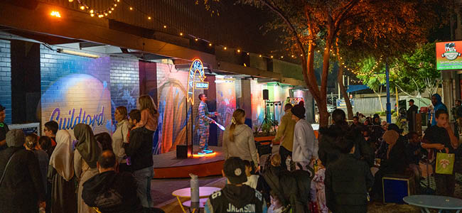 Guildford Laneway at night during Back to Guildford Festival